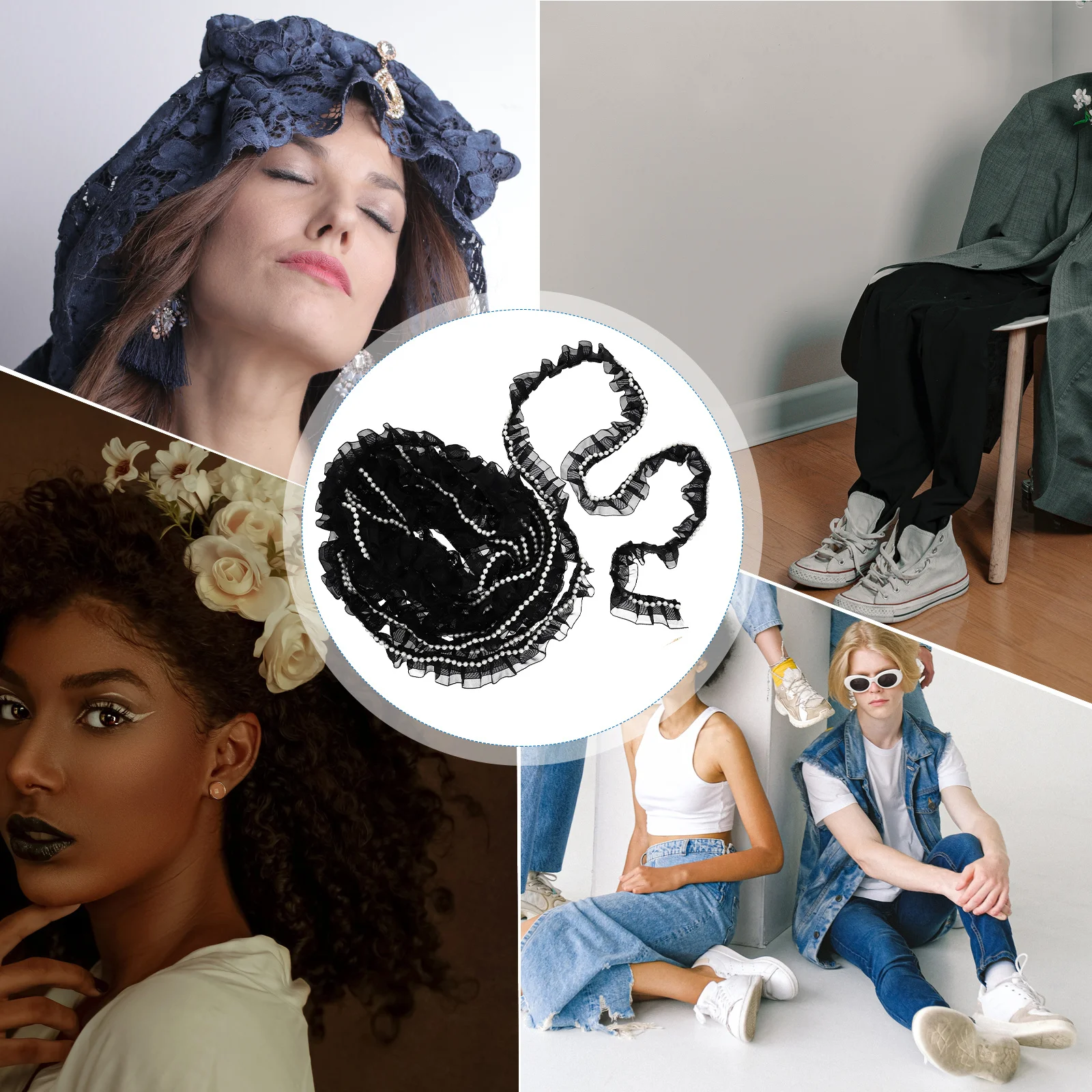 

1Pcs Pearl Lace Trim Cloth DIY Decorative Ribbon for Bridal Dress Sewing Craft Clothing Accessory Collar Hem Pearl Lace Trim