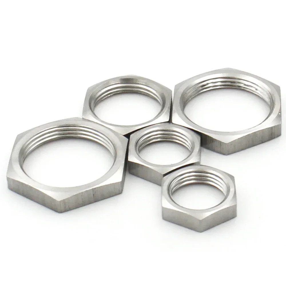 5pcs 304 Stainless Steel Hex Lock Nut M8 M10 M12 M14 M16 M18 M20 M22 M24 M25 -M40 Pipe Fitting Pitch 1mm 1.5mm Metric Female