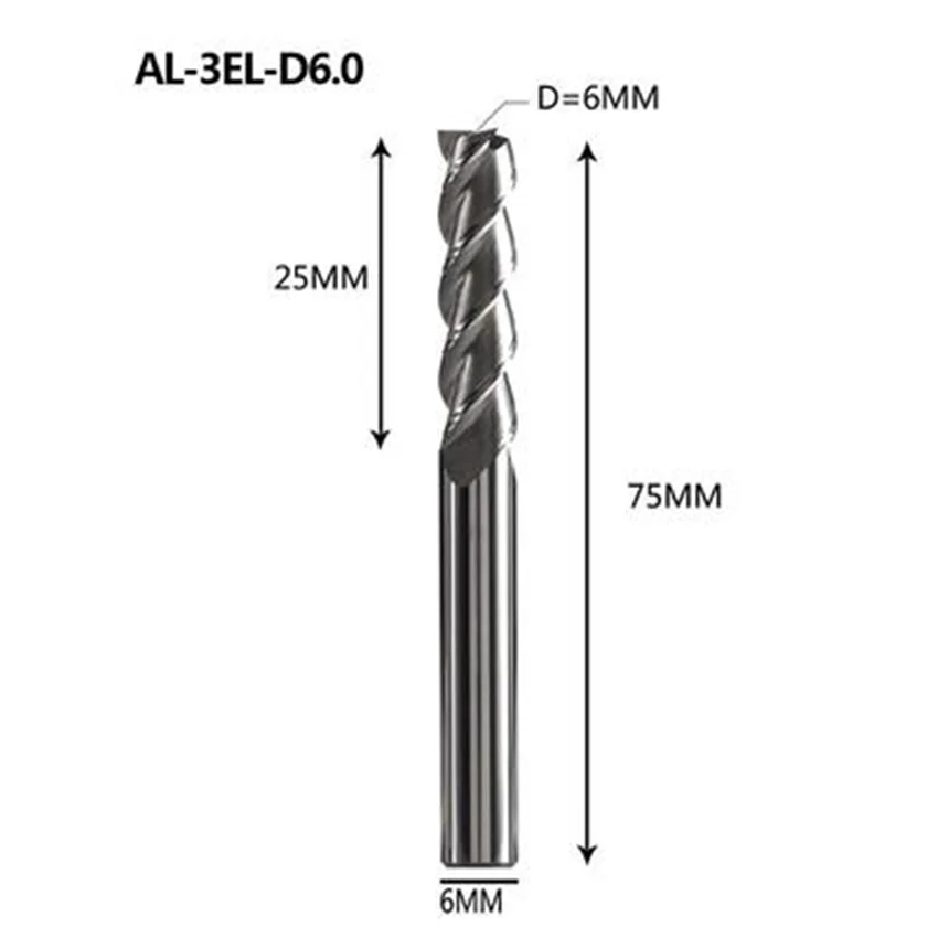 ZCC.CT AL-3EL-D3.0 / AL-3EL-D4.0 / AL-3EL-D5.0 / AL-3EL-D6.0 3 Flute Flat end mills 1pcs/box