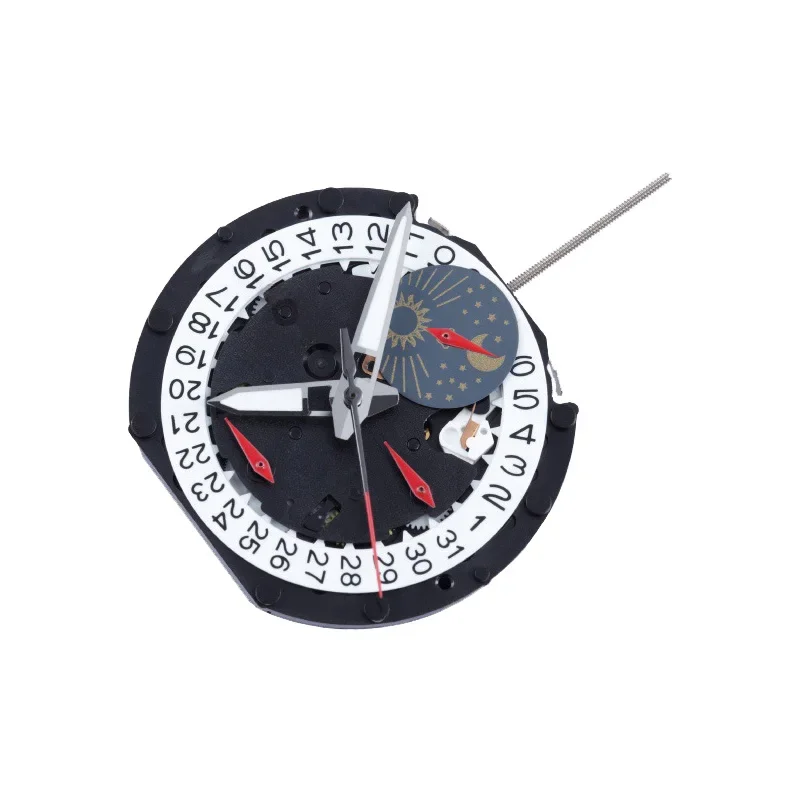 Sunon PE905-2 ساعة كوارتز Ligne حركة الصين ثلاثة أيدي مع 3 عيون تاريخ كرونوغراف صغير دقيقة ثانية الشمس والقمر 24 ساعة