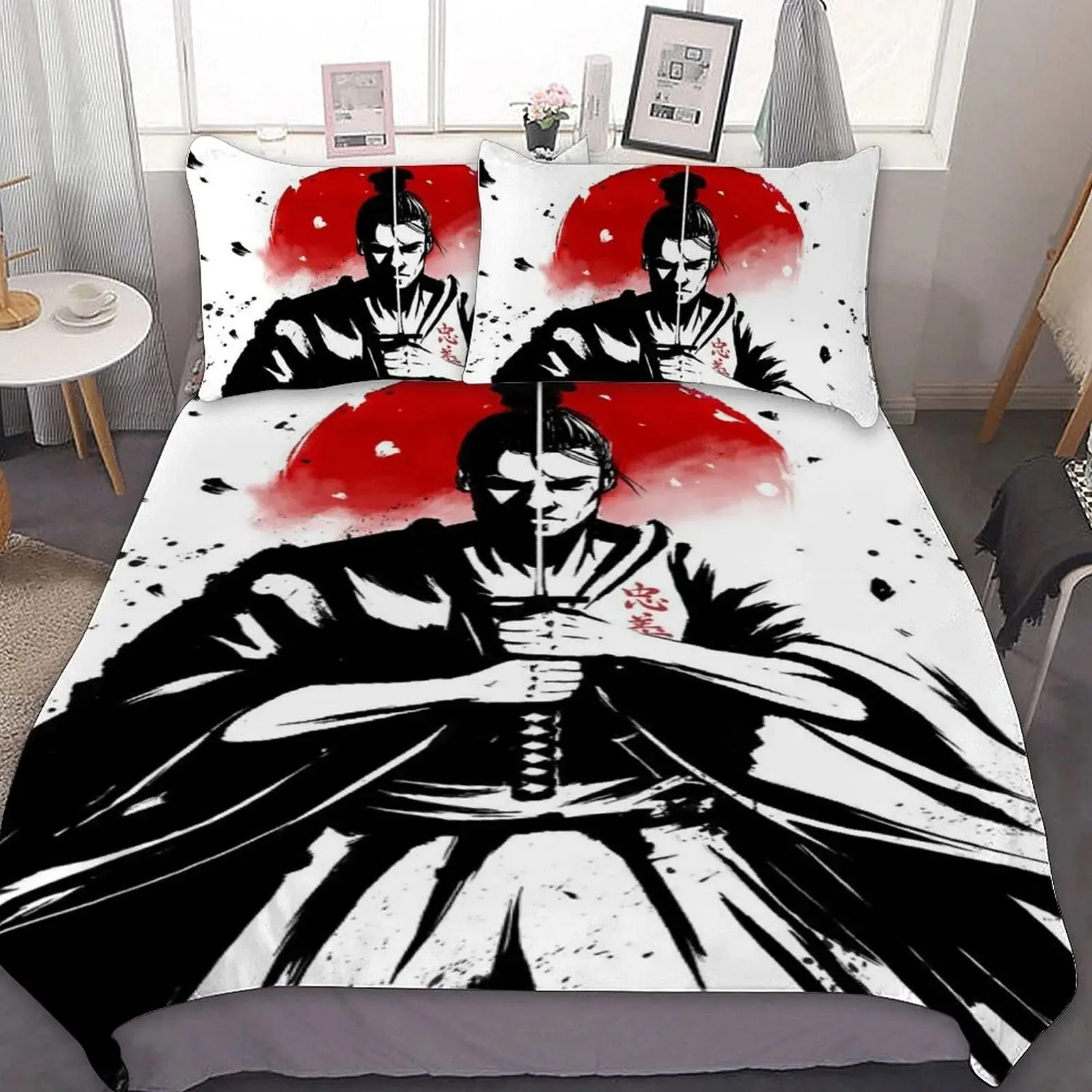 Tokyo Samurai Asian Japanese Bushido Culture Bedding Set Boys Girls Twin Queen Size Duvet Cover Pillowcase Bed Kids Adult