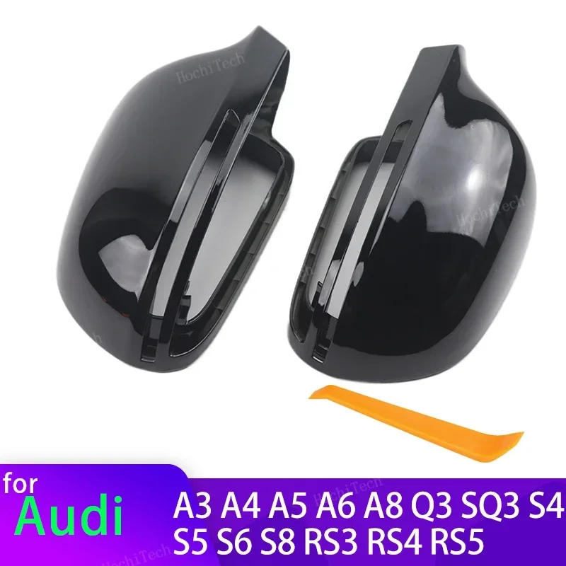 for Audi A3 A4 A5 A6 A8 Q3 SQ3 S4 S5 S6 S8 RS3 RS4 RS5 B8 B8.5 8P Carbon Fiber Look Black Mirror Cover Rearview Side Mirror Cap