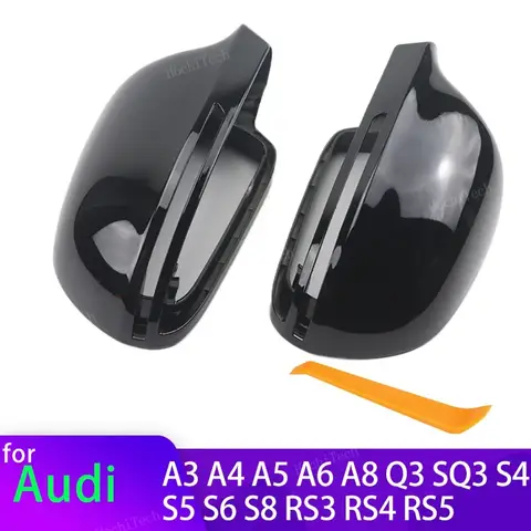 아우디 A3 A4 A5 A6 A8 Q3 SQ3 S4 S5 S6 S8 RS3 RS4 RS5 B8 B8.5 8P 카본 파이버룩 블랙 미러 커버 사이드 미러 캡
