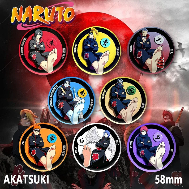 Cartoon Naruto Akatsuki Abzeichen Brosche Itachi Deidara Sasori Konan Pain Hidan Kisame Runde Metallabzeichen Rucksack Reversnadel Geschenk – Detail 1