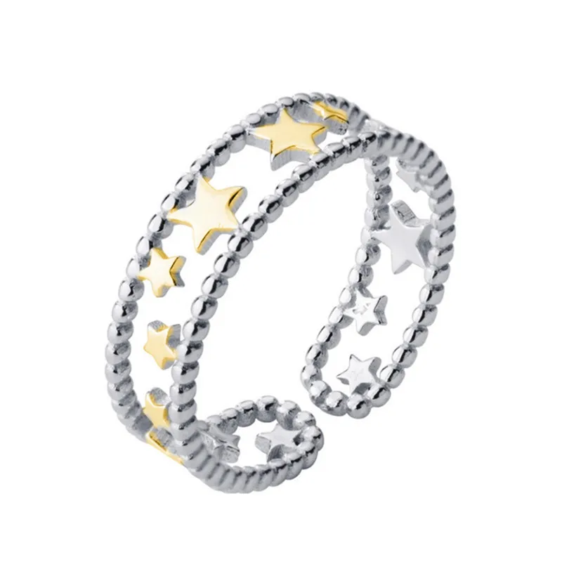 Women's Double-layer 925 Sterling Silver Five-pointed Star Ring