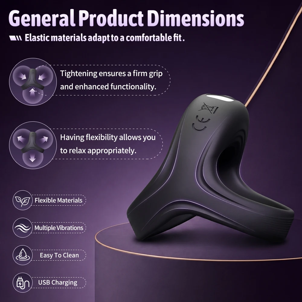 Penis Ring Vibrator for Man Male Cock Ring Chastity Ejaculation Delay Couple Vibrating Rings Penisring Adult Goods for Men - view 3