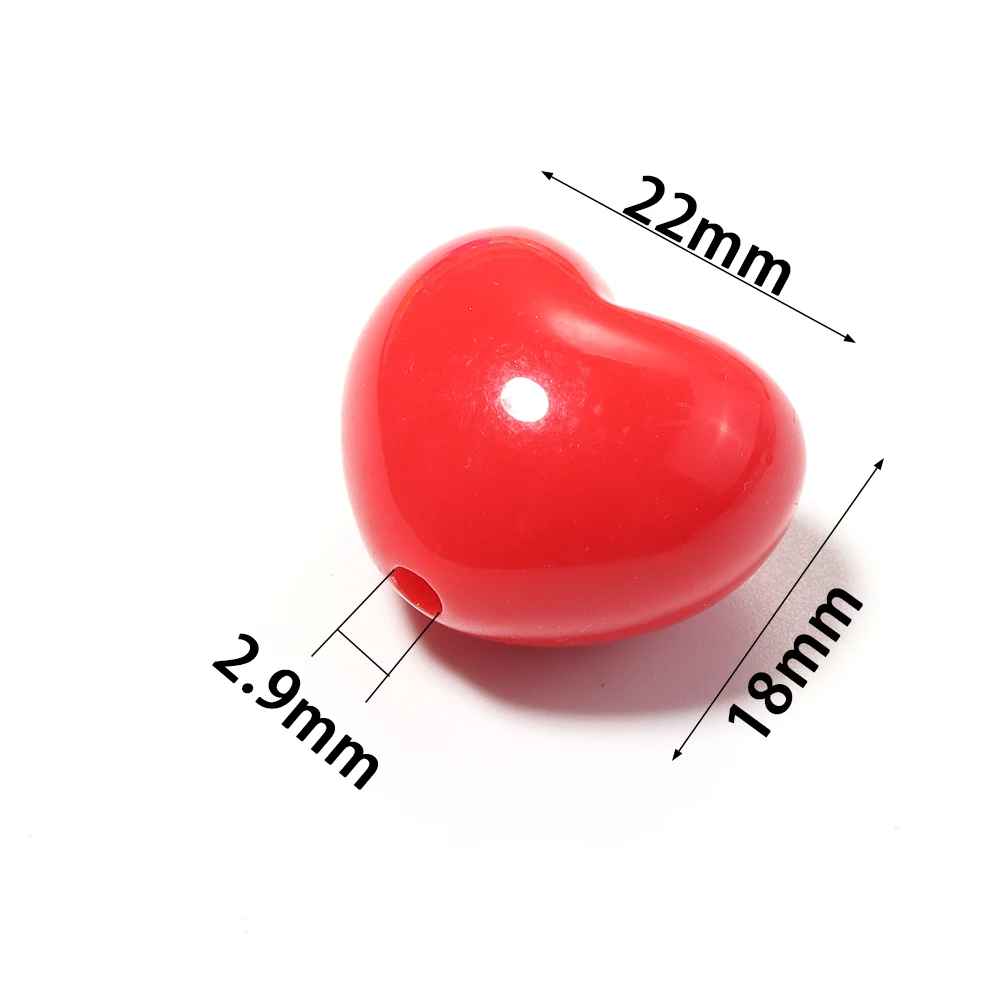10 Stück/Set, niedliche, einfarbige, herzförmige Acrylperlen, lose Perlen zum Verzieren, für die Schmuckherstellung, zum Basteln von Schlüsselanhängern, Armbändern und Taschenanhängern. – Detail 1