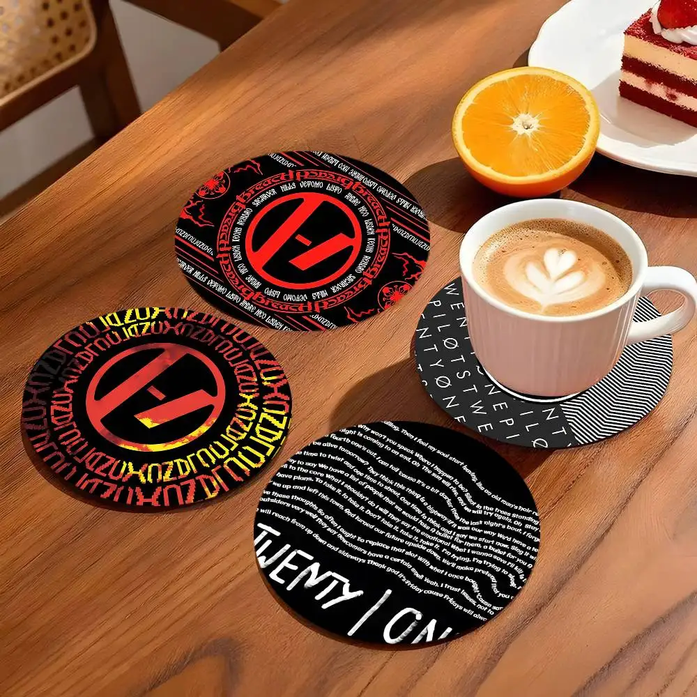 Popular T-Twenty One Pilot Band Coasters 10cm Round Wooden Suitable For Drinks Tea Coffee Home Gift Choice Holidays
