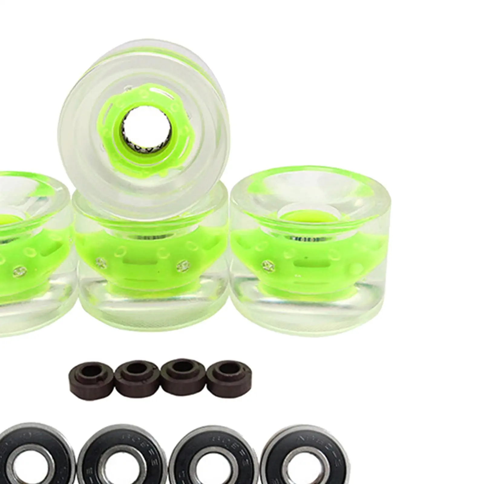 4 قطع عجلة فلاش لوح التزلج 70 × 51 ملم عجلة دوارة وامضة طويلة LED فلاش