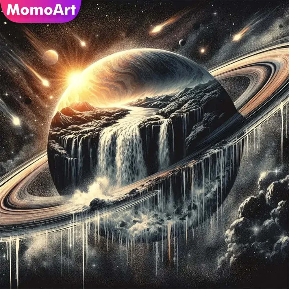 Momoart Neue Ankunft Diamant Malerei Wasserfall Landschaft Mosaik Planet Bild Strass DIY Stickerei Sonnenuntergang Urlaub Geschenke