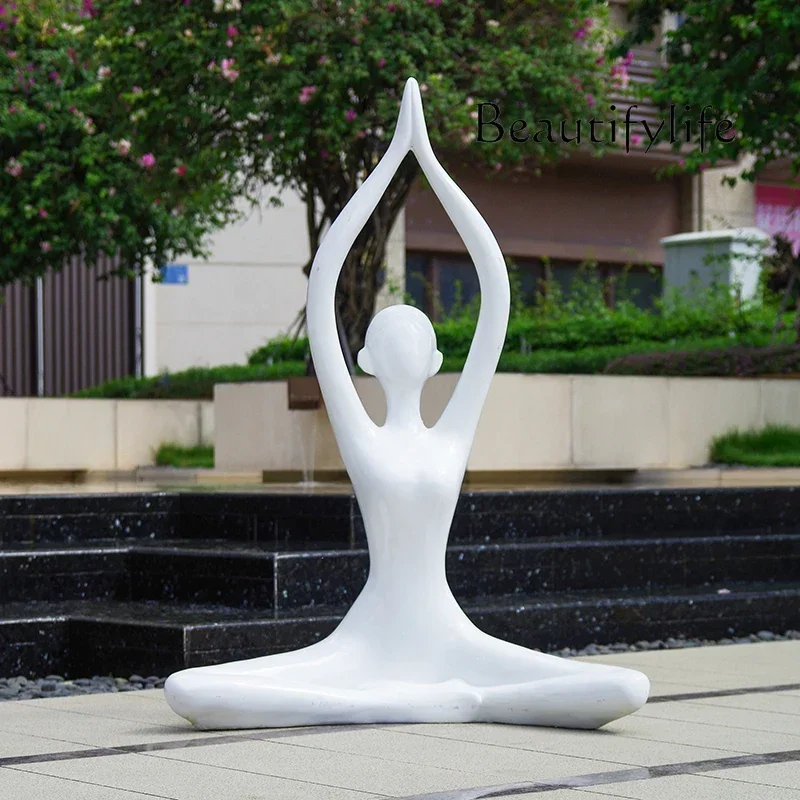 Outdoor garden landscape abstract yoga figure fiberglass sculpture garden real estate decoration ornament