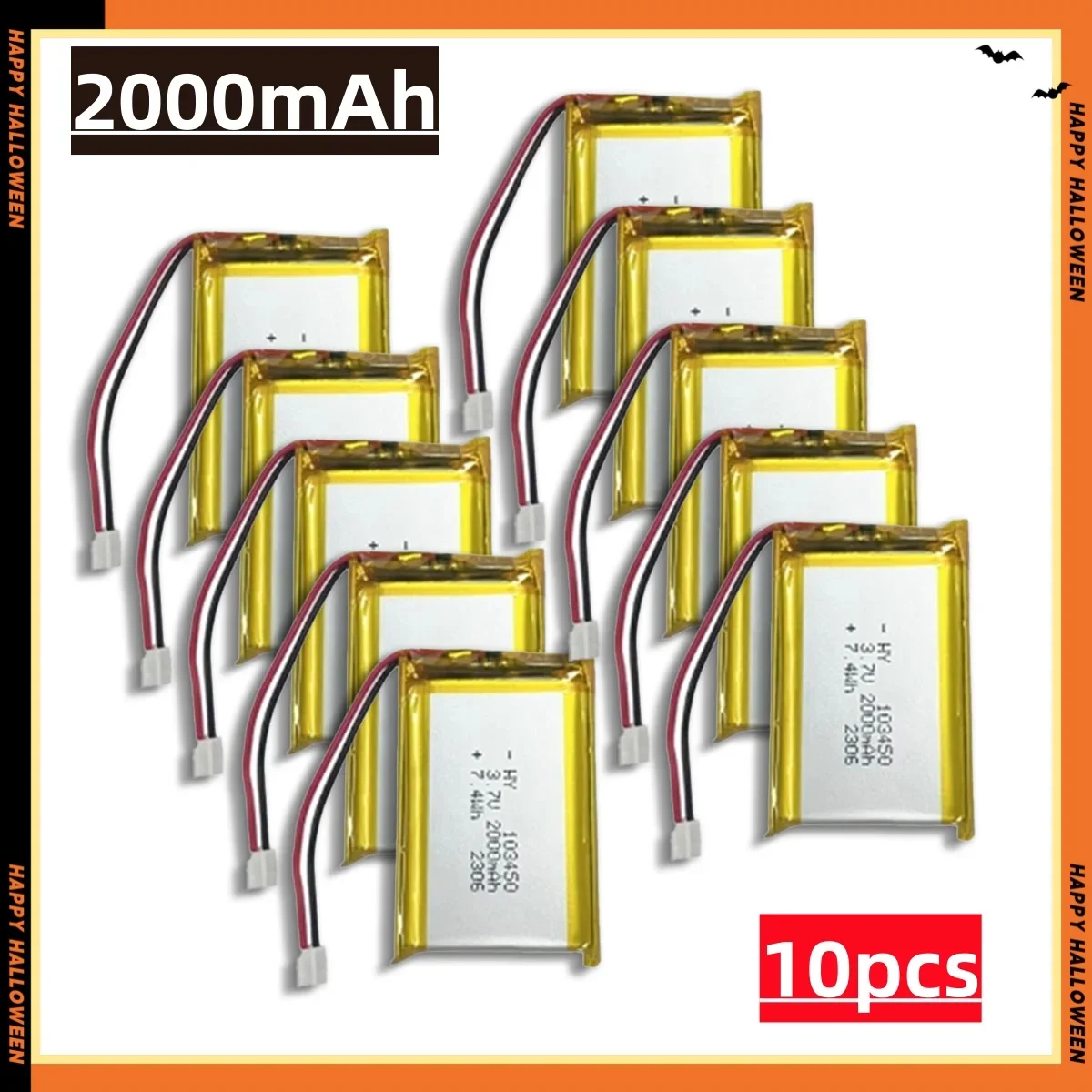 103450   3.7V 2000mAh Polymeer Lithium Oplaadbare Batterij Jst PH 2.0mm 2pin Plug voor Camera GPS Navigator MP5 Bluetooth headset