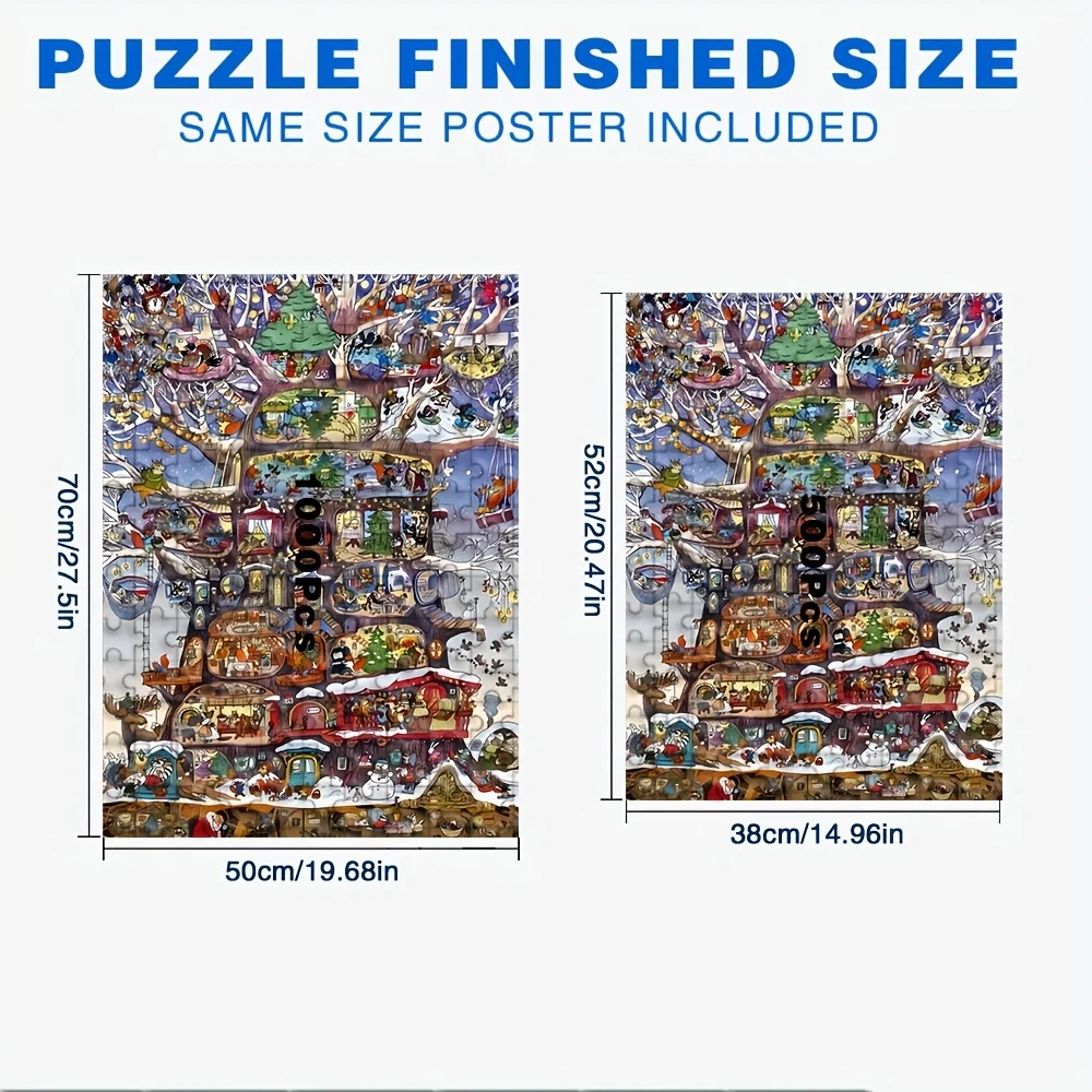 500/1000pcs Adult Puzzle, High-Quality Relaxing Family Game, Perfect for Birthdays, Christmas, Halloween, and Gifts, Best Choi