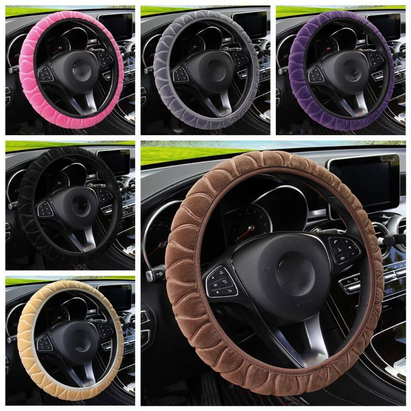 37-39cm Universal Car Steering Wheel Covers Winter Soft Warm Plush Steering Wheel Cover Auto Interior Decoration Accessories