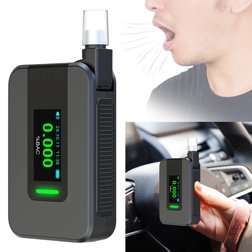 Electrochemical Alcohol Tester Non-Touching Blowing Breathalyzers Non-Contacting Electronic Breathalyzer for Outdoors Expressway