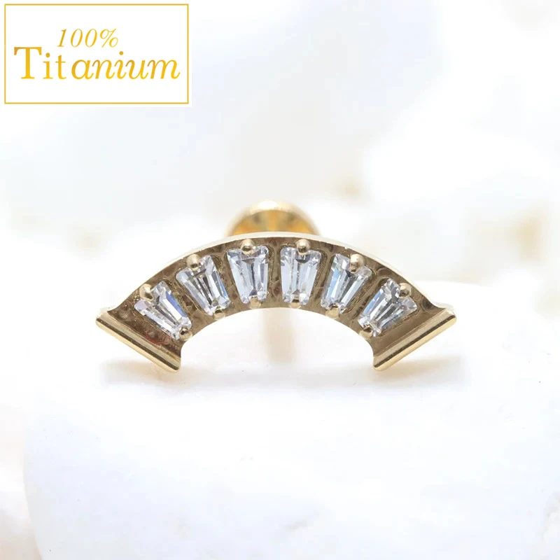 ASTM F136 Titanium Cartilage Piercing Stud Women's Earrings 16G Ear Lobe Tragus Helix Conch Lip Nose Rings Labret  Body Jewelry image 5