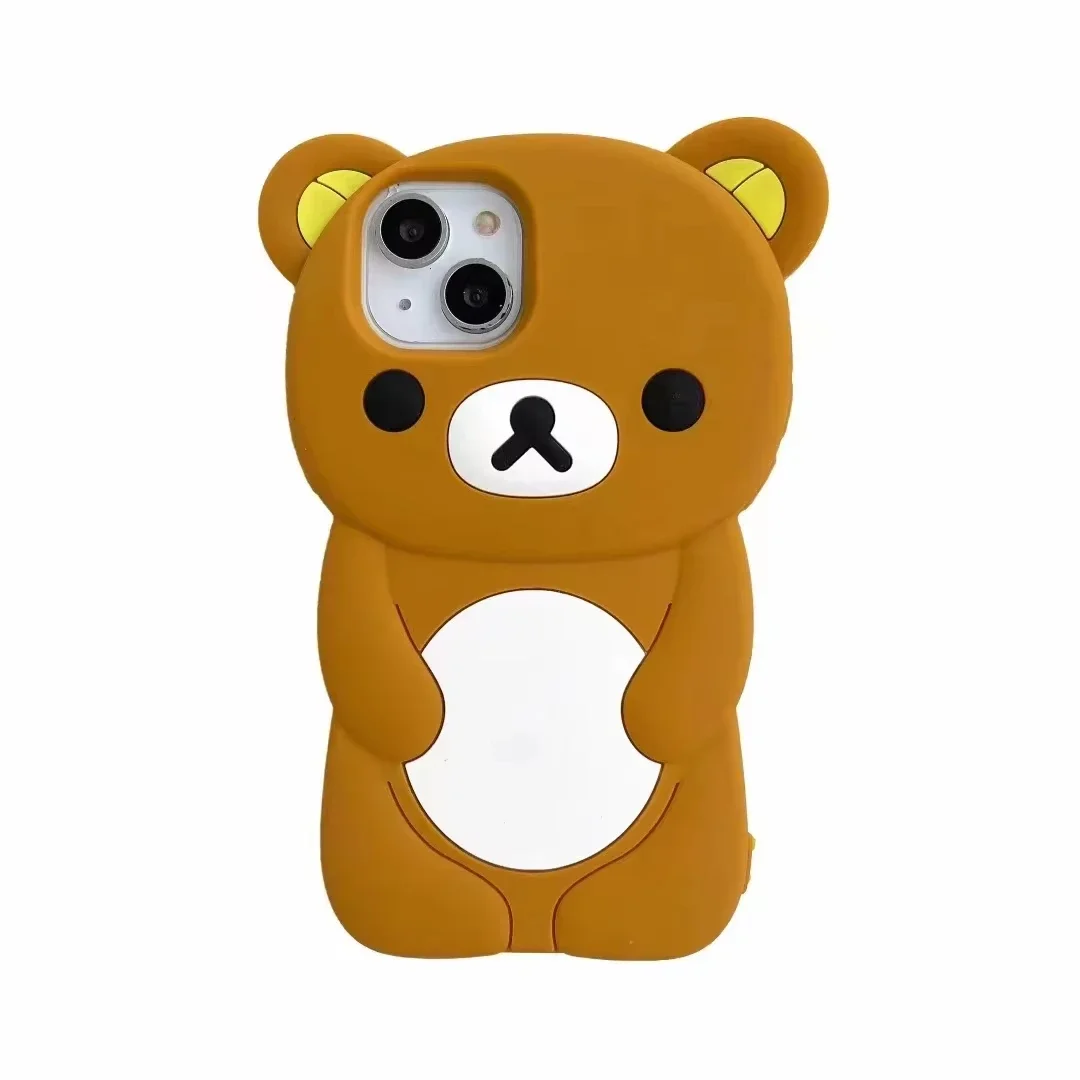 Cute Cartoon Rilakkuma Bear Phone Case for IPhone 16 15 14 13 12Pro Max plus Shockproof Silicone  Soft High Quality back Cover