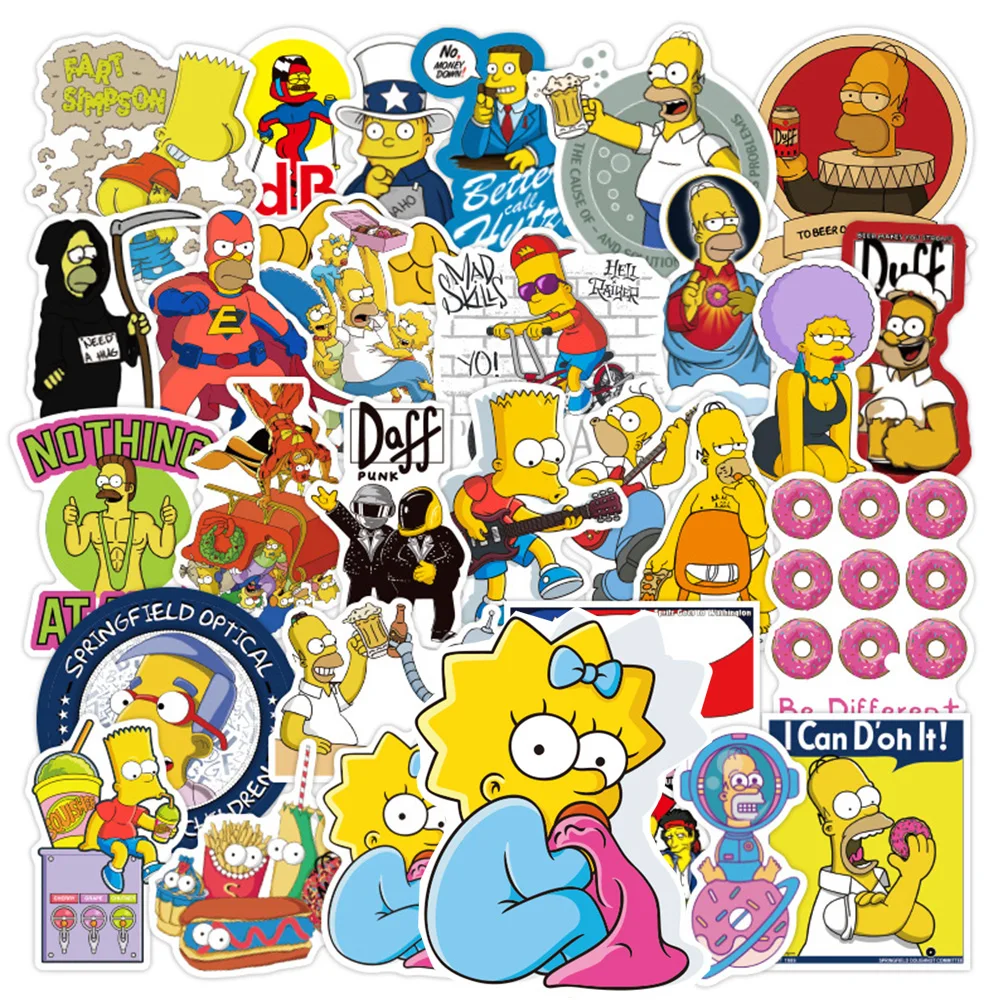 

10/30/50PCS Cute Cartoon Anime The Simpsons Stickers Decals for Kids Toy DIY Suitcase Laptop Guitar Funny Graffiti Vinyl Sticker