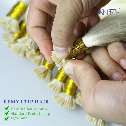 Imagen 2 del producto Extensiones de cabello JSNME con punta I, cápsula de fusión humana Real Natural, extensiones de cabello de queratina, negro, marrón, Rubio, 1g/hebra para salón
