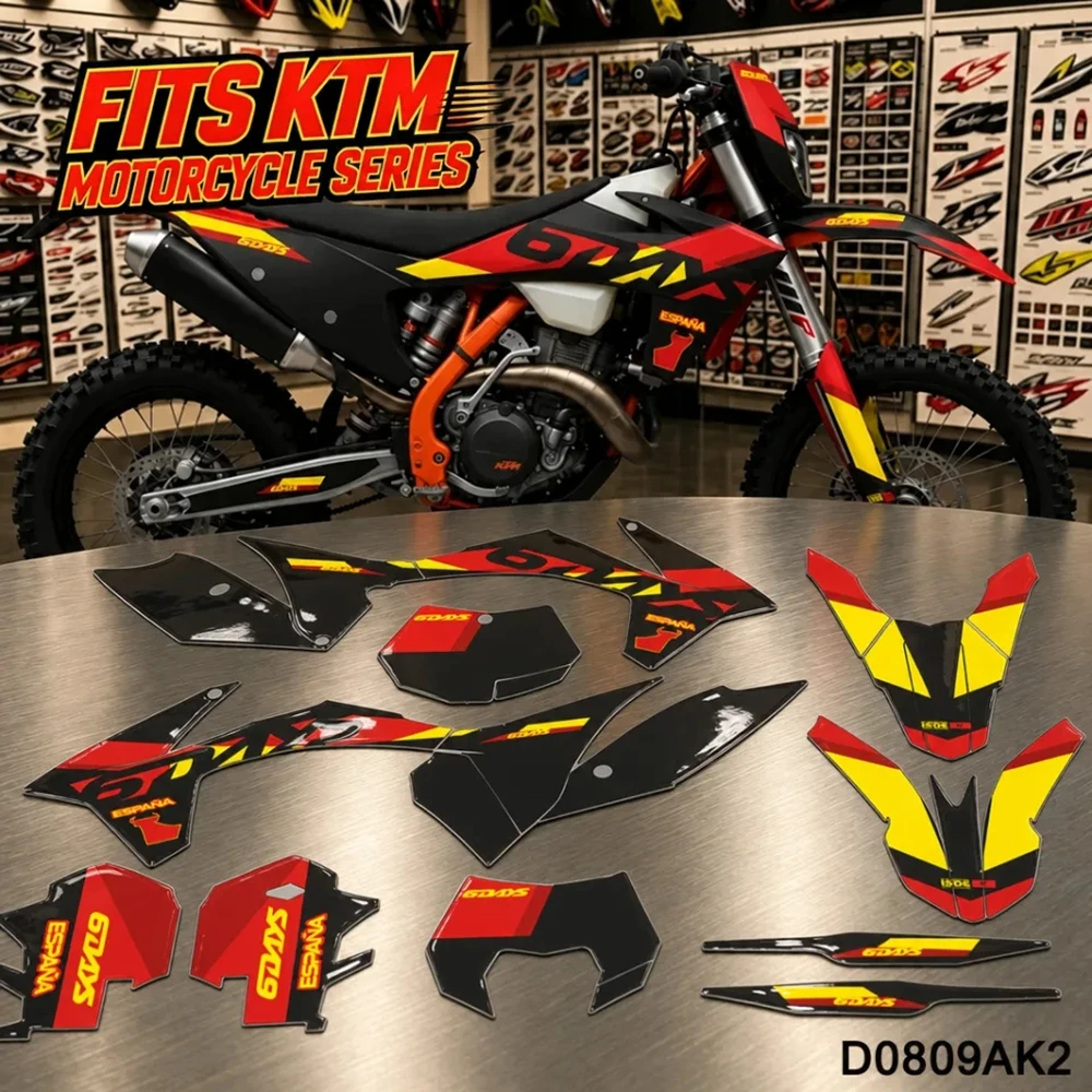 Для KTM SX SXF 2011-2012 EXC EXCF 2012-2013 6DAYS SIXDAYS SPAIN Комплект графических наклеек и стикеров для мотоцикла D0809AK