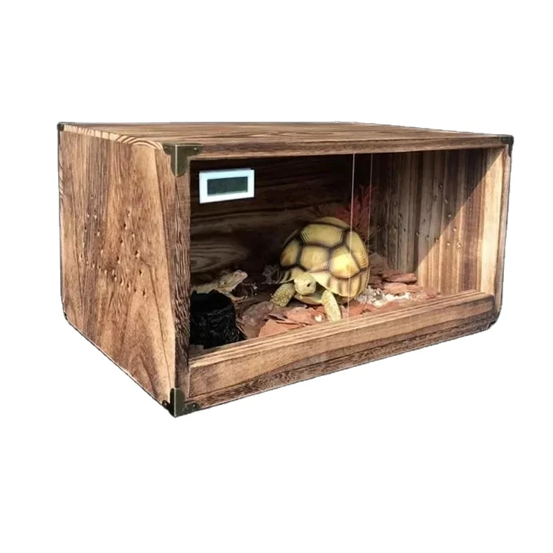 

Pet Turtle Solid Reptile Wood Box Lizard Hedgehog Box Heating Insulation Box