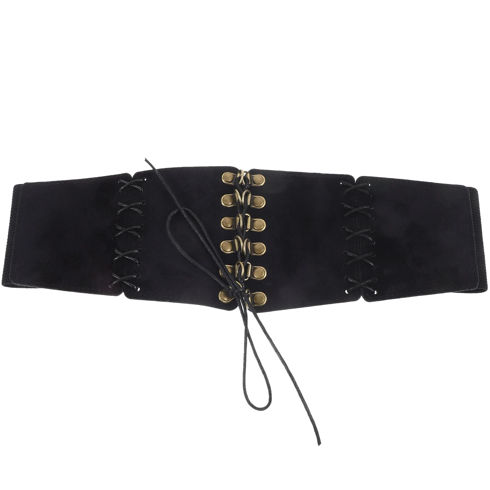 حزام مشد عريض مرن للنساء من جلد الغزال حزام خصر لفستان المعطف تفاصيل عقدة أنيقة مظهر فاخر قابل للتمدد