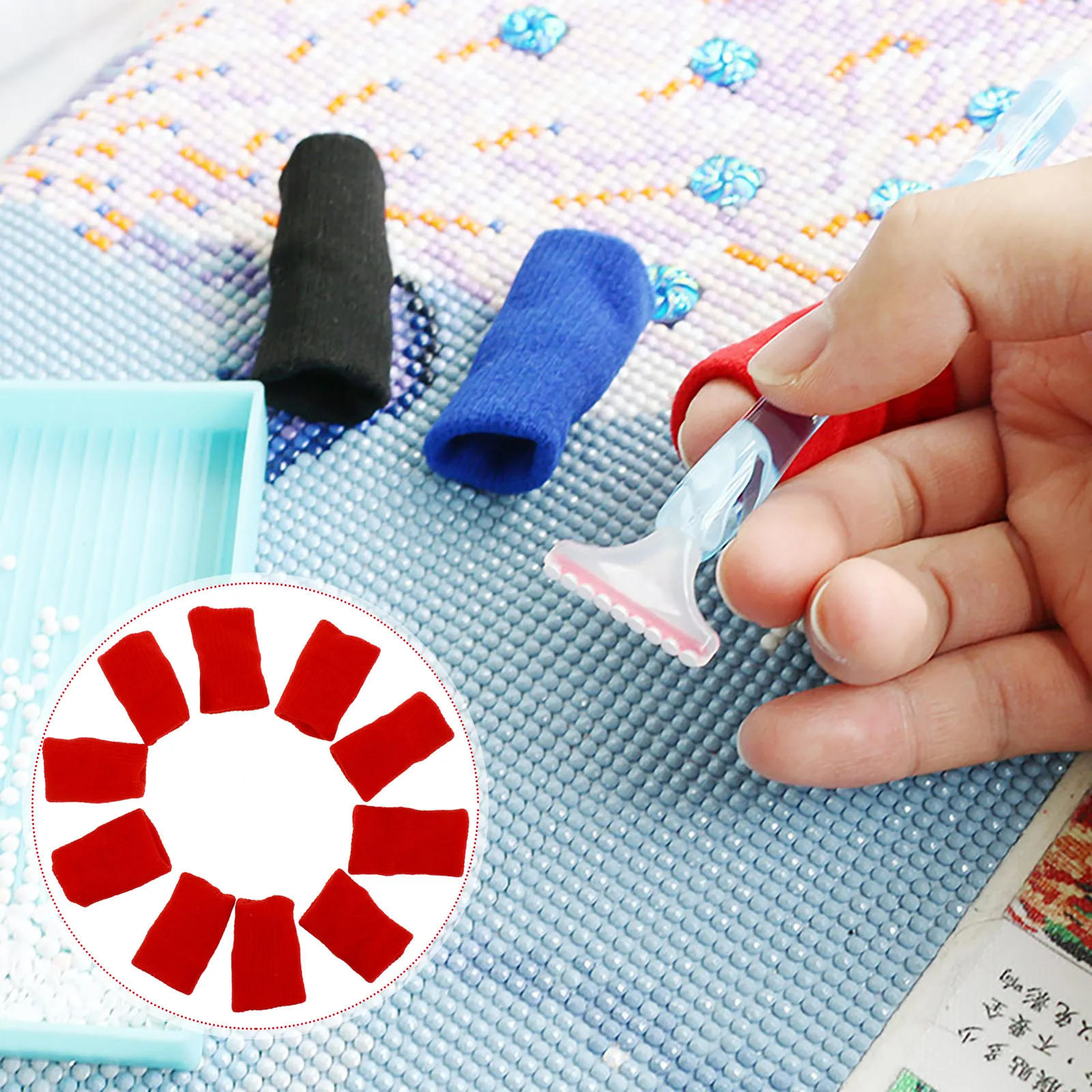 

10 шт. эластичных нейлоновых напальчников премиум-класса для работы с бусинами, рисования, алмазной мозаики, рукоделия, защитные длинные напальчники для длительного использования