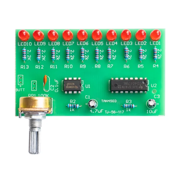 NE555 + CD4017 Placa de circuito de soldagem de luz de fluxo DIY Kit de fabricação eletrônica