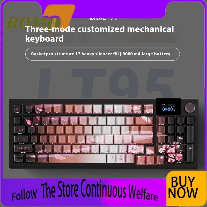 Langtu95pro Customized Keyboard Wireless Bluetooth Gasket Structure RGB Lighting Gaming Office Keyboard Christmas Gift