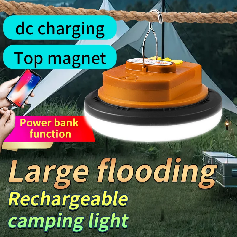 Portable USB Rechargeable Flashlight Magnetic LED Work Strong Light Outdoor Waterproof LED Camping Lantern Tent Lamps