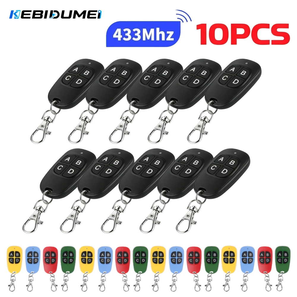 KEBIDUMEI 10PCS 433Mhz Remote Control 433.92mhz 4CH Transmitter Duplicated Cloning Code Car Key Fob Electric Garage Door Opener