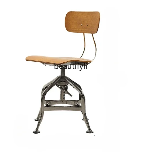 Short rotating bar chair American retro industrial style bar high chair home