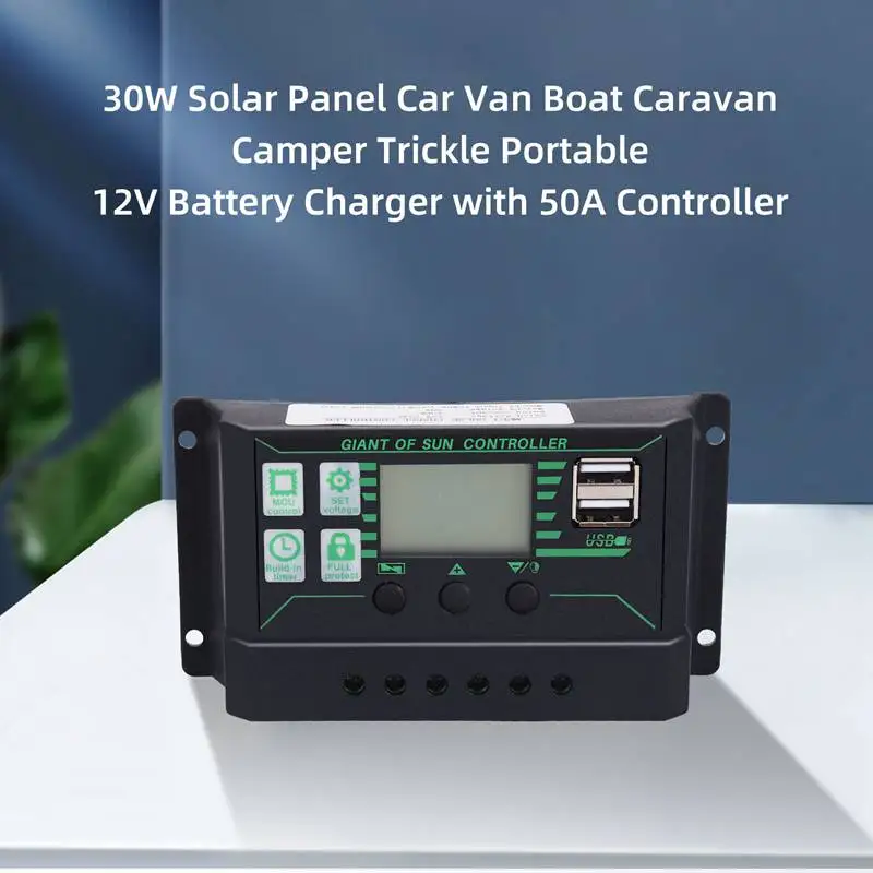 Hot 30W Solar Panel Car Van Boat Caravan Camper Trickle Portable 12V Battery Charger