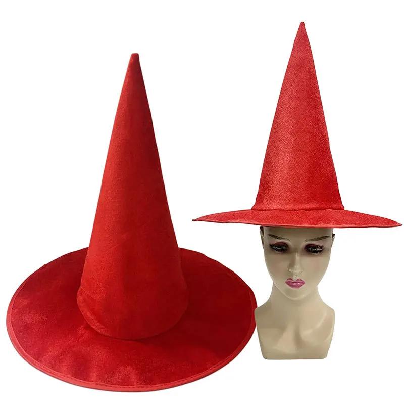 Hexenhut Halloween Farbiger Flanell Hexenhut Dunkler Hexenhut Zauberer Halloween Hexenhaarschmuck für Familienfestparty – Detail 6