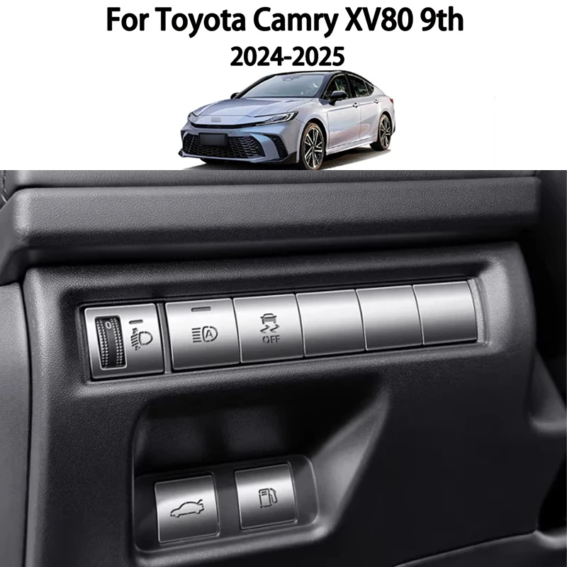 

For Toyota Camry XV80 2024-2026 Metal Shiny Electronic Handbrake Button Decals EPB Push-Button Start Gear Shift Trim Sticker