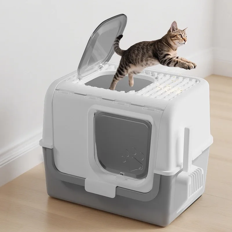 Caja de arena cerrada para gatos, salida superior y control de olores - imagen 4