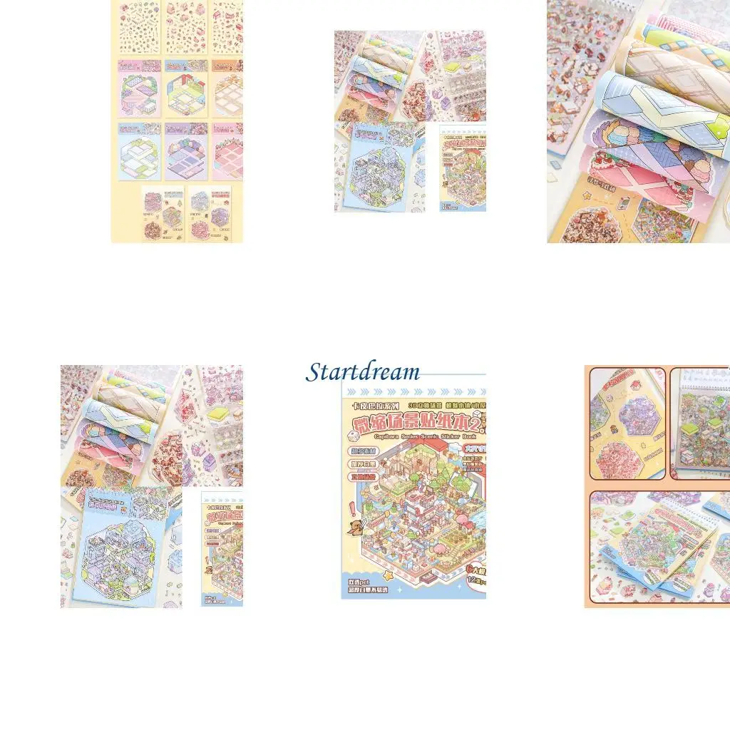 

Cartoon Miniature House Sticker Fun Miniature Scene Sticker for Scrapbooking Journal Notebook Photo Frame Phone Case K92C