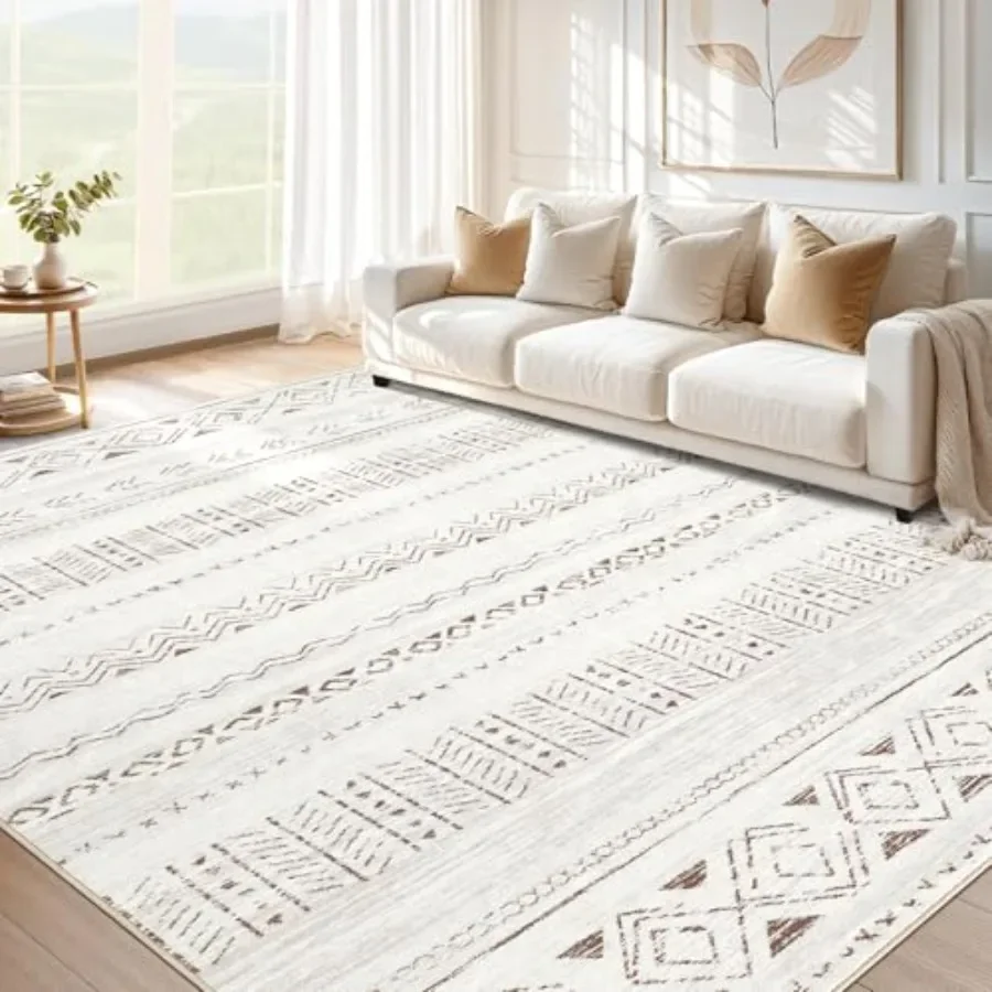 5x7 Area Rug Living Room: Washable Boho Rugs with Non Slip Backing Large Soft Indoor Stain Resistant Carpet for Bedroom Farmhou