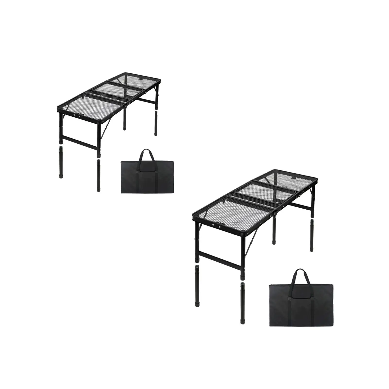 

Folding Grill Table Height Adjustable Compact Metal Multifunctional Camp Table