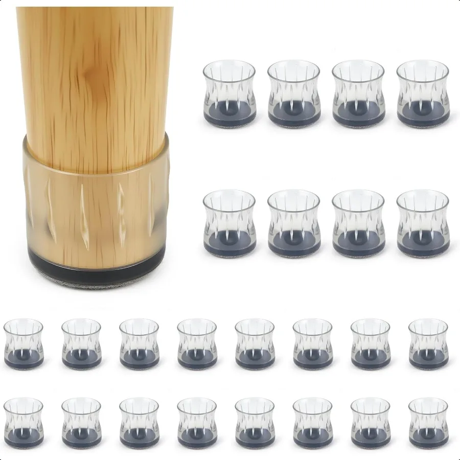 

24 Pcs Chair Leg Floor Protectors Silicone Felt Furniture Leg Cover Pad for Protecting Floors from Scratches and Noise Fit 31 t