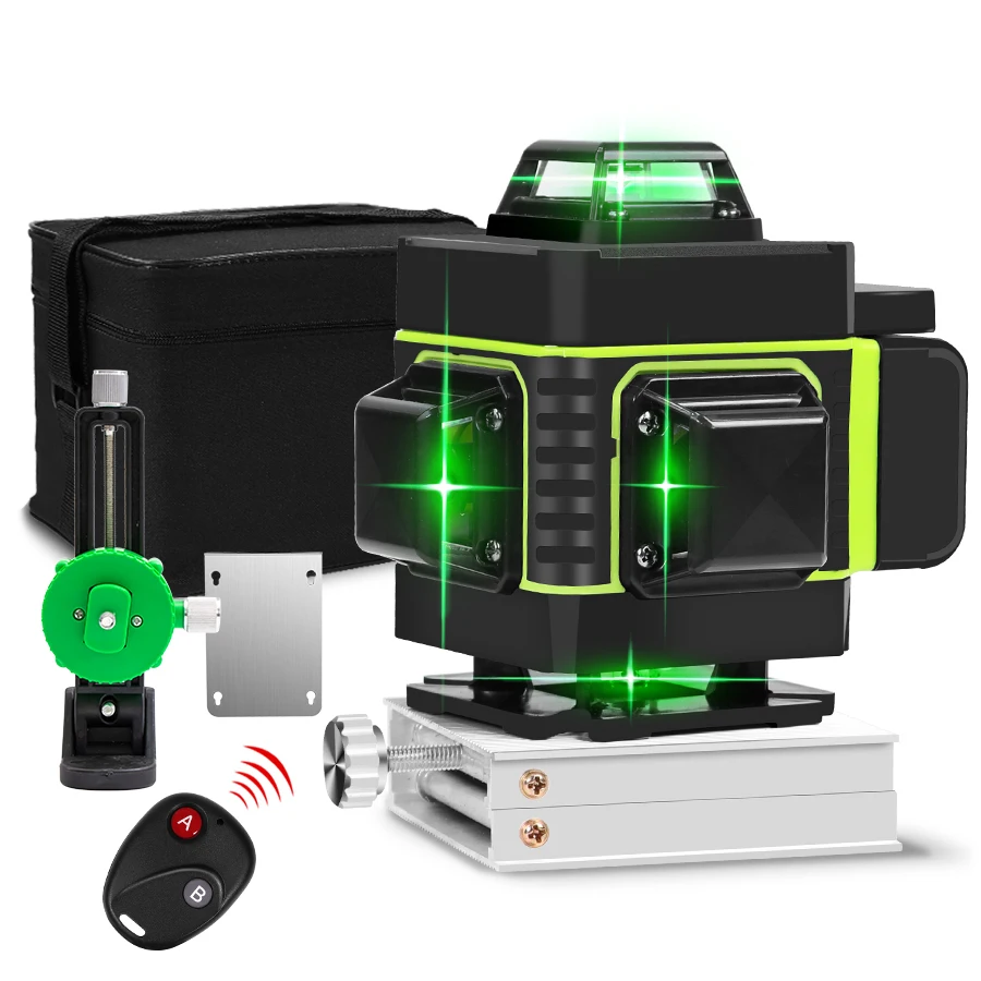 Hilda 16 Lines 4D Laser Level  Green Laser Beam Self-Leveling 360 Vertical Horizontal with Receiver Tripod