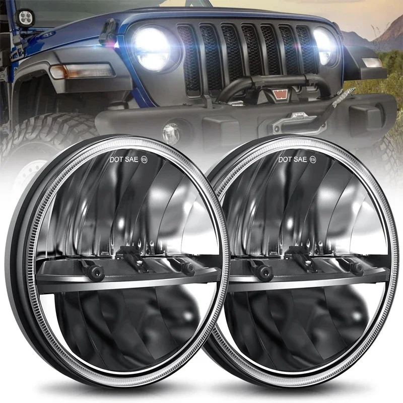 

1PC 7Inch H4 LED Headlight Hi-Lo Beam Running Lights Motorcycle Headlamp for Toyota Jeep Wrangler TJ JK LJ CJ Suzuki Lada Niva