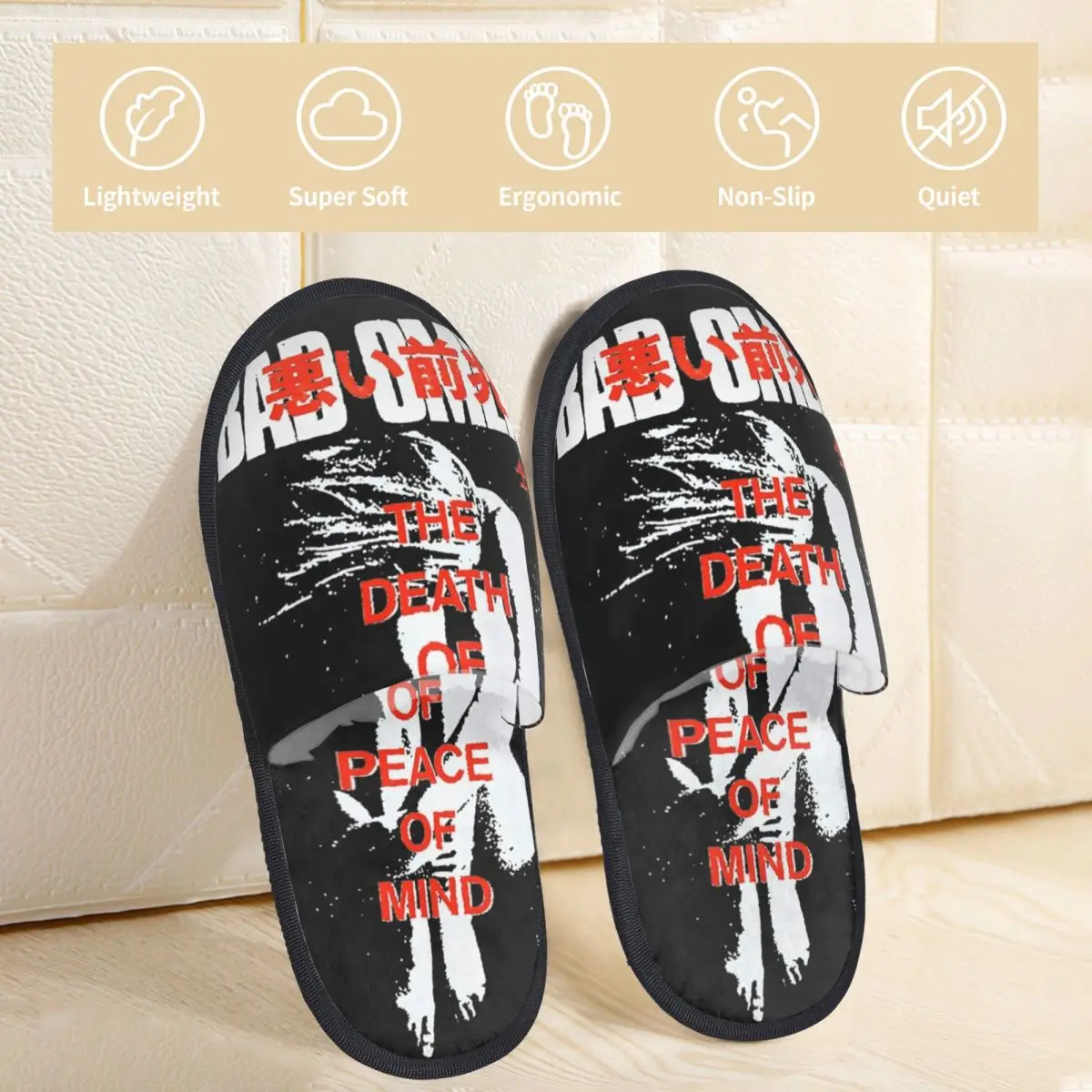 Sandal katun rumah musim dingin hadiah lucu Merch sandal bulu rumah tangga kamar tidur Metalcore Band antiselip