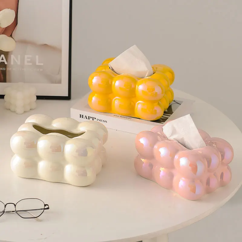 Nordic Style Cotton Candy Ceramic Drawer Home Living Room Dining Table Colorful Tissue Box Decorative Decorations