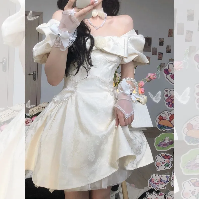 Female Birthday Party Little Dress High School Student Adult Ceremony Girl Daily off-Shoulder