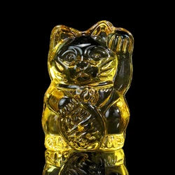 Kawaii Lucky Cat Japanese-style Maneki Neko Citrine Clear Crystal Glass Crafts Ornament Lucky Fortune Mascot Wedding Party Decor