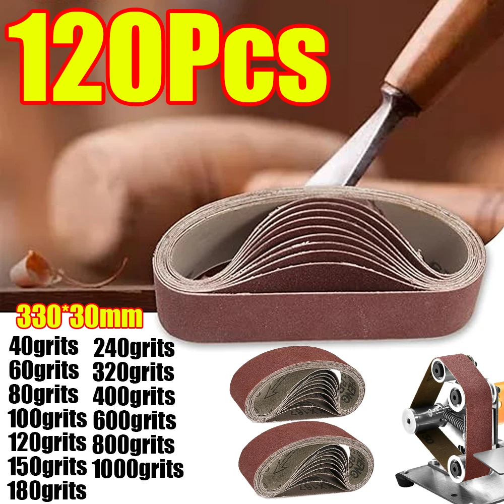 

10-120 шт. абразивных лент 330x30 мм, зернистость 40-1000, для шлифовки дерева и мягких металлов, для электроинструментов