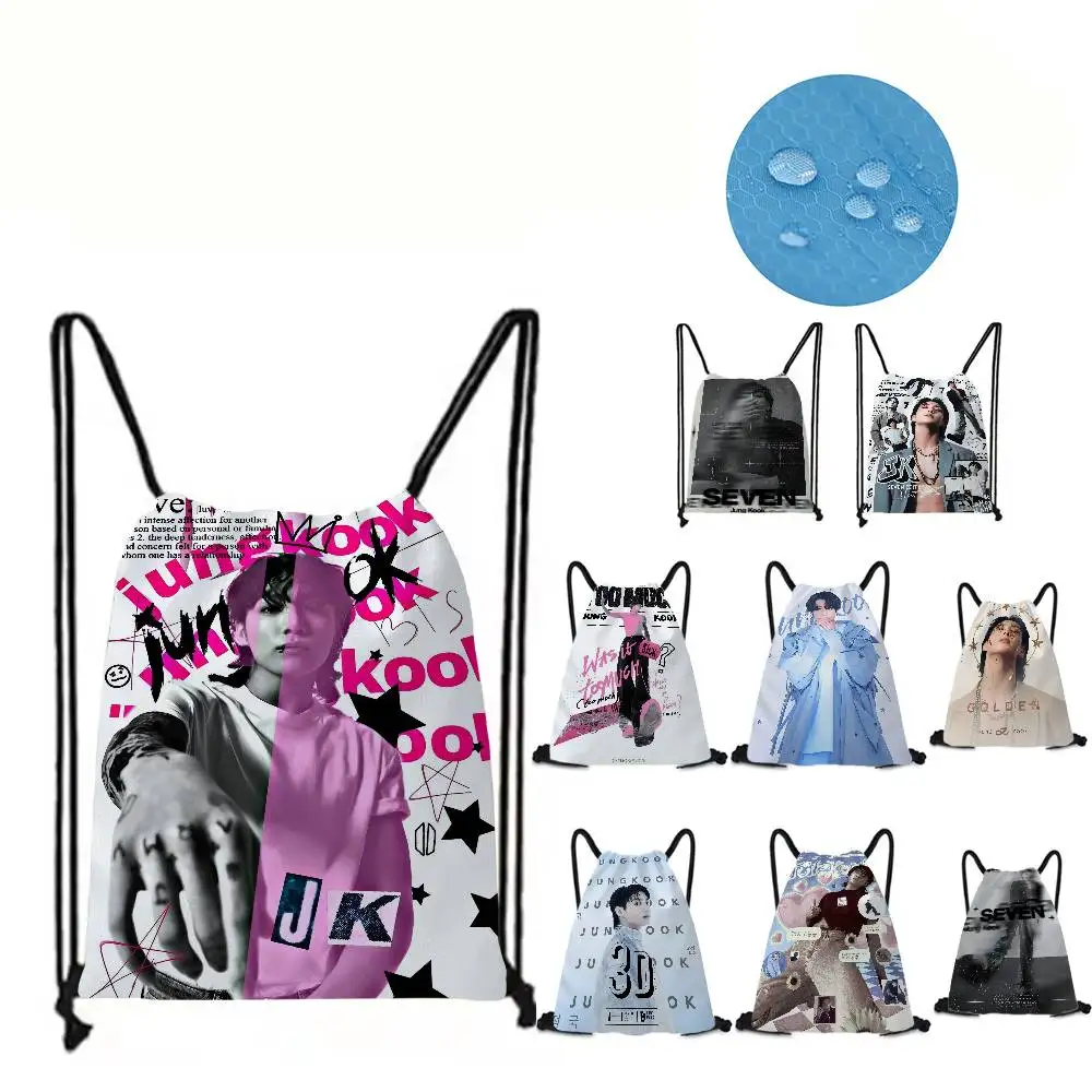 KPOP J-Jung K-Kook 1 قطعة حقيبة ظهر برباط حقيبة ظهر بسلسلة أكياس السرج حقيبة السائبة للمدرسة اليوغا الرياضة الصالة الرياضية السفر #3
