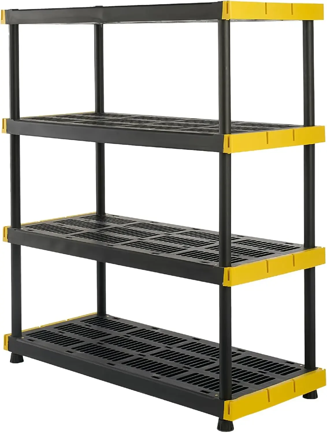 

Black & Yellow® 4-Tier Heavy Duty Plastic Storage Shelving Unit200lbs/shelf (55”H x 48”W x 20”D) for Indoor/Outdoor Organization