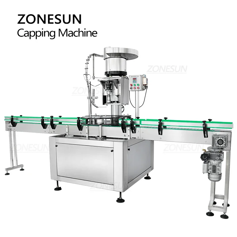 ZONESUN ZS-XG440E ماكينة تغطية زجاجات مشروبات حليب فول الصويا الأوتوماتيكية